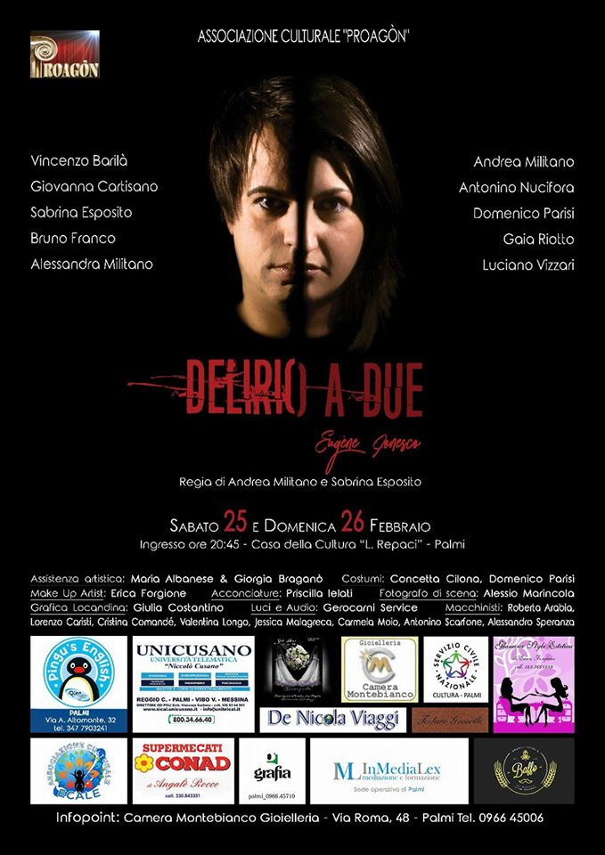 L’associazione culturale ‘Proagòn’ presenta ‘Delirio a due’
