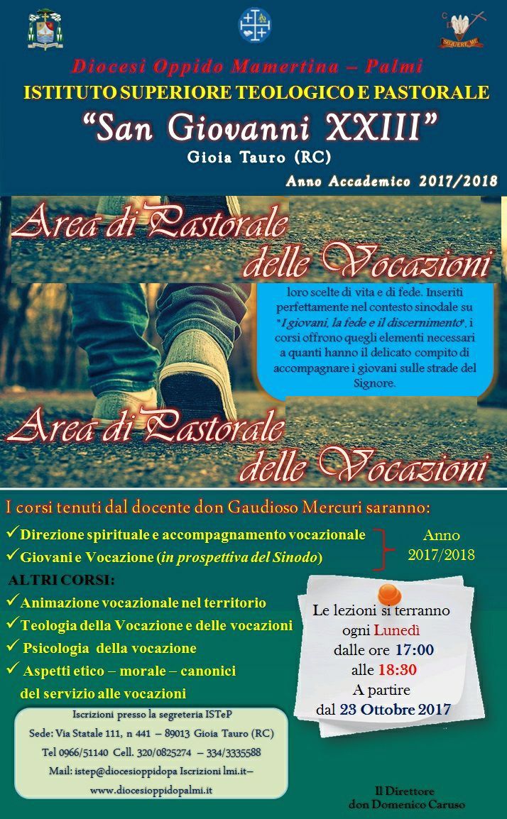 Aperte le iscrizioni all’Area Vocazioni presso l’Istituto Teologico-Pastorale ‘S. Giovanni XXIII’ di Gioia Tauro