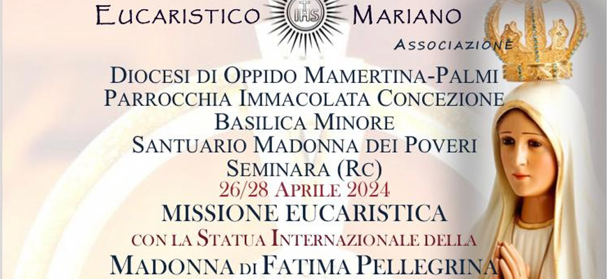 La statua della Madonna di Fatima a Seminara dal 26 al 28 Aprile 2024