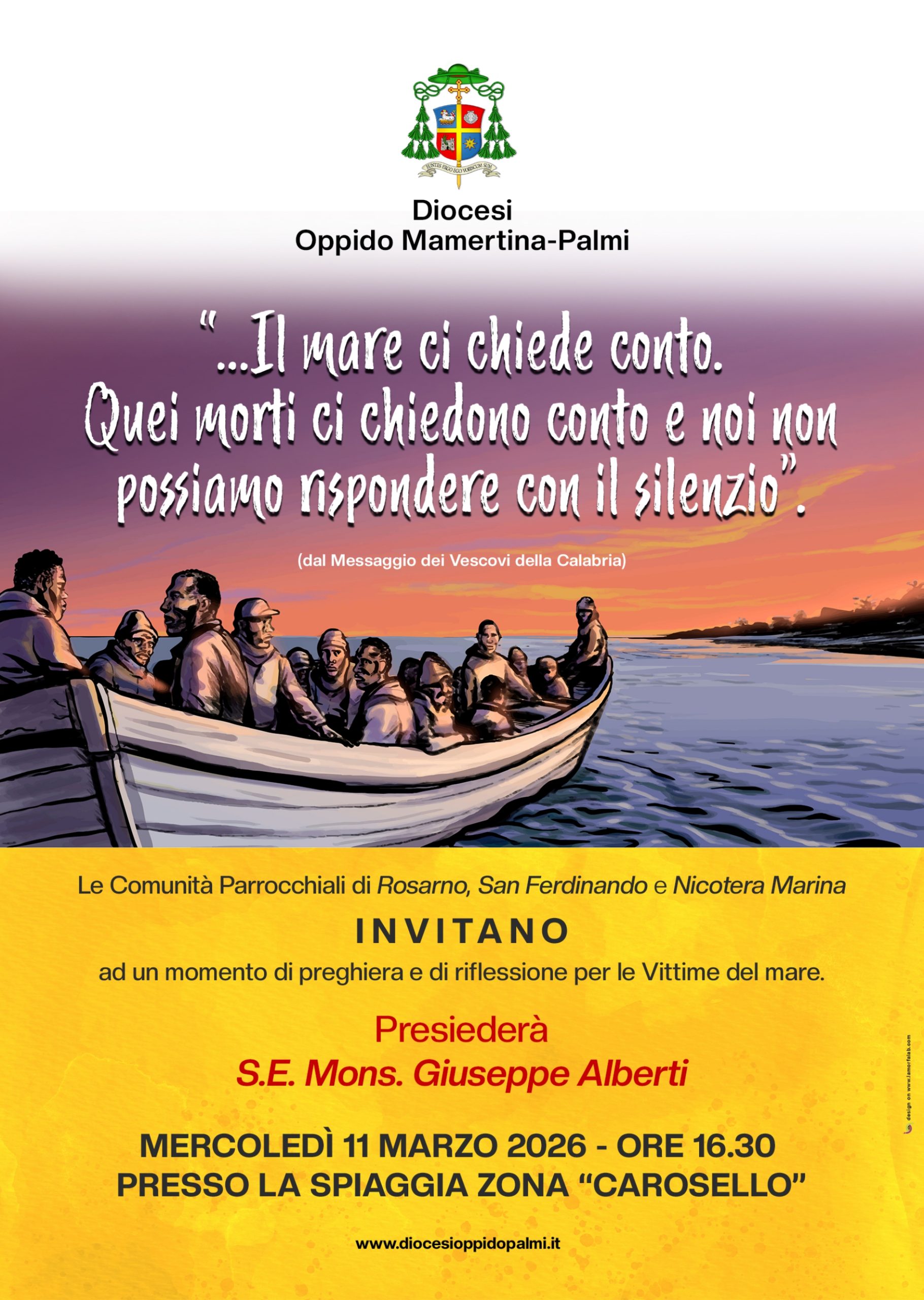 mercoledì 11 Marzo 16:30 Momento di preghiera e riflessione per le vittime del mareInizio: 11/03/2026 16:30